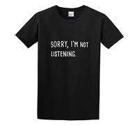 MOLARARTS T-Shirt d'été Amusant avec Slogan Sorry I'm Not Listening soigneusement conçu, Chaque Motif est Juste ce qu'il Faut, Noir, 3XL