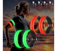 Molbory 4PCS Brassard Lumineux LED Rechargeable USB, Brassard Reflechissant LED Running, Bande Clignotant Ajustable Bracelet Lumineux LED de Sécurité pour Bras/Poignet/Cheville/Jambe Course, Cyclisme