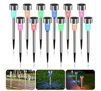 Molbory 【Lot de 12】 Lumière Solaire Exterieur Jardin, Eclairage Solaire Lumière, IP65 Étanches Acier Inoxydable Lampe Solaire Jardin Sol, LED Décoration Sans Fil pour Allée Allumage Villa Pelouse