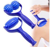 Molbory Lot de 2 rouleaux de massage avec poignées, balles de massage, rouleau de massage fascia, balle de massage premium pour les pieds, les fascias, petits pour détendre les pieds, les jambes et