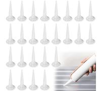 Molbory - Lot de 25 embouts de silicone en forme de cône blanc, embouts en silicone pour pistolet à scellant, applicateur d’embouts de scellant réutilisable, capuchon de scellant à piston époxy