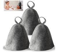 Molbory Lot de 3 chapeaux de sauna en feutre - Pour homme et femme - Accessoires de sauna - Gris