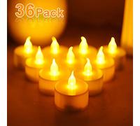 Molbory Lot de 36 bougies chauffe-plat LED à pile, sans flamme, pour Noël, sapin de Noël, Pâques, mariage, fête