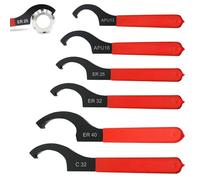 Molbory Lot de 6 clés à crochet, 6 tailles, clés à ergot avec poignée antidérapante, clé à molette en C, clés à crochet pour machines à graver, barres d'extension de moteur broche