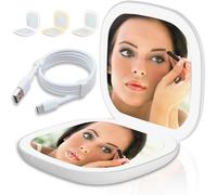 Molbory Mini miroir LED - Cosmétique avec grossissement 1×/5× - Portable et rechargeable - Miroir de maquillage pliable - Idéal pour voyage