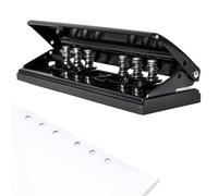 Molbory Perforatrice à 6 trous, espacement réglable, pour classeur de bureau, perforatrice en métal, pour A3, A4, A5, B3, B4, B5, capacité de perforation, 6 feuilles, noir, diamètre du trou : 5,5 mm