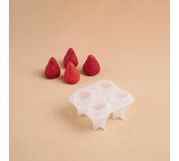 Mold Silicone | 3D Silicone Molds for Candle Making, Reusable 4-Cavity DIY Molds, Realistic Strawberry Candles, Essential Oil & Resin Art Supplies,4ps,SMALL