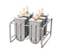 Molds - 14.5cm Stainless Steel Ice Pop Maker | 304 Stainless Steel Reusable Mold, 6 Piece Homemade Ice Cream Kit With Stable Holder And 100 Wooden Sticks For Healthy DIY Treats