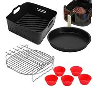 Moleath 21CM Accessoires Air Fryer, 4PCS Silicone Moule pour Philips Airfryer XL 6,2L, COSORI 4,7L 5,5L, Cecotec 6L, ARINTUL 5,5L, Réutilisable au lieu du papier cuisson air fryer accessoire