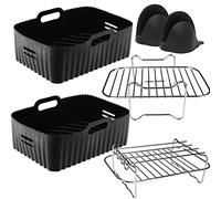 Moleath 23CM Accessoires pour friteuse à air chaud Moule en silicone pour Ninja Foodi AF300EU 7,6 L, AF400EU 9,5 L, Cecotec 9 L, accessoires pour friteuse à air chaud Dual Zone