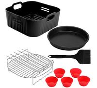 Moleath Accessoires Air Fryer, Accessoire Air Fryer pour COSORI 6L/6,2L/6,4L, Russell Hobbs XXL 8L Airfryer, 5PCS Moule Air Fryer avec Moule silicone, Grille,Plateau à pizza, etc