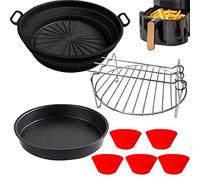 Moleath Accessoires Air fryer,Compatible pour Philips Essential 4.1L(HD9252, HD9255), Air fryer Silikon Pot Set,Moule en silicone Plaque à pizza Gril Moules à muffins 4pcs Accessoires friteuses à air