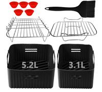 moleath Moule Silicone Air Fryer pour Moulinex EZ9018 5,2/3,1 L, 6PCS Accessoire Air Fryer pour Cecotec 9 L 5,5/3,5 L, Air Fryer Accessoires pour moulinex air fryer