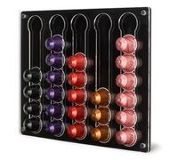 MOLEDINO Rangement Capsule Mural pour Nespresso Original 30 Caps, Adhésif & Aimant Acrylique Porte Distributeur, Support Capsule pour Placard de Cuisine Réfrigérateur (Transparent & Noir)