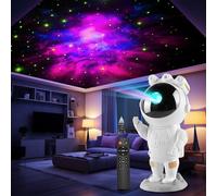 MOLEKSDAL Astronaute Projecteur Ciel Etoile,Galaxy Ciel étoilé Veilleuse Galaxie Nébuleuses,Minuterie et Télécommande,Chambre à Coucher Lampe Plafond,Cadeaux Enfants et Adultes IGB-B55 Blanc