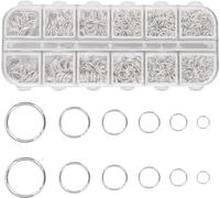MOLENCO 1200 Pièces Anneaux de Saut Ouverts, Jump Ring En Métal Connecteur en Argent, Anneau de Jonction Ouvert pour Fabrication de Bracelet Collier Loisirs Créatifs(4/5/6/7/8/10mm)