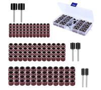 MOLENCO 150 Pièces Manchons Abrasifs avec Boîte Gratuite, Tambour De Ponçage, Comprenant 144 Bandes de Ponçage et 6 Rouleaux Abrasifs pour Dremel Outil Rotatif