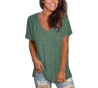 MOLERANI Basique t-Shirts pour Femmes à Manches Courtes t-Shirts Coupe Ample Hauts fluides Chemisiers Vert M