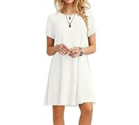 MOLERANI Robe d'été pour Femme Robe t-Shirt décontractée à Manches Courtes Robe de Plage pour Femme Blanc XL