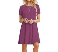MOLERANI Robe d'été pour Femme Robe t-Shirt décontractée à Manches Courtes Robe de Plage pour Femme Mauve M