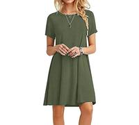 MOLERANI Robe d'été pour Femme Robe t-Shirt décontractée à Manches Courtes Robe de Plage pour Femme Vert armée 2XL