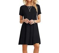 MOLERANI Robe d'été pour Femme T-Shirt décontracté à Manches Courtes Robe de Plage Robe Ample pour Femme (XL, Noir)
