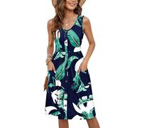 MOLERANI Robes de réservoir imprimées pour Femmes Robe d'été midi décontractée à Fleurs Robe de Bain Imprimé Bleu L
