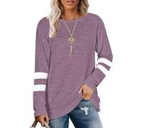 MOLERANI T-Shirts décontractés à Manches Longues et col Rond pour Femmes, Chemisiers, Hauts Tuniques avec Poche Violet M