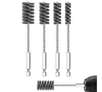MOLERRI 4pcs Kit de Brosse Métallique en Acier en Acier Inoxydable à la Tige Hexagonale pour les Ports de Forage et de Nettoyage, les Tubes, les Roulements