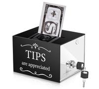 MOLERRI Boîte à Pourboires pour de L'Argent 6 X 4 X 5 Pouces Boîte de Collecte de Pourboires avec Serrure Boîte à Suggestions de Don pour le Stockage des Pourboires Boîte de Tombola