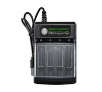 MOLERRI Chargeur de Batterie USB Intelligent à 4 Emplacements pour Piles Rechargeables AA AAA AAAA 1,5 V Alcalines 14500 10440 16340 10440 3,2 V Charge