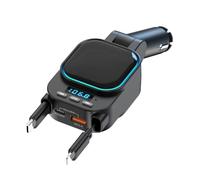 MOLERRI Chargeur de Voiture Rétractable 96 W avec Adaptateur de Voiture Bluetooth, Charge 4 en 1, Transmetteur Radio Bluetooth 5.3 FM pour Voiture