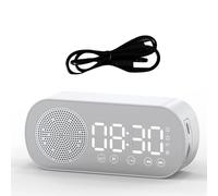 MOLERRI Enceinte Bluetooth sans avec Radio-Réveil et Double Alarme, Support de Carte TF, Alarme Numérique pour ou Le Bureau, Blanc