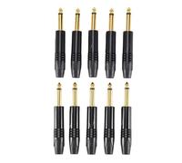 MOLERRI ou Plaquage 10Pcs Plug Mono Professional 2 Pole 6.35 Mm 6.5Mm Prise Stéréo Jack 6.35Mm Jack Noir