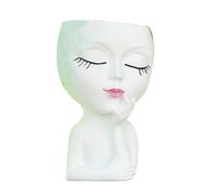 MOLERRI Pot de Fleur de Tête Mignonne/Pot de Fleur de, pour Plantes D'Intérieur, Pot de Fleur de de Fille Pot de Fleur de Tête de Dame Mignonne, Blanc