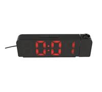 MOLERRI RéVeil à Projection Rotation 180° 12/24H Horloge NuméRique LED Charge USB RéVeil Projecteur de Plafond (Rouge)