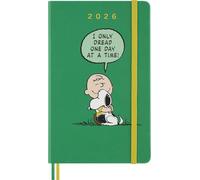 Moleskine 12 mois Peanuts Charlie & Snoopy agenda journalier 2026, L/A5, 1 jour = 1 page, couverture rigide, vert émeraude