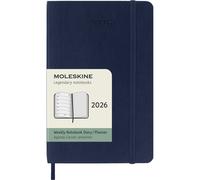 Moleskine Agenda hebdomadaire 2026 12 mois avec espace pour notes, couverture souple 9x14 bleu