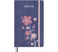 Moleskine Agenda 2025-2026 Sakura, Agenda Hebdomadaire 18 Mois, Couverture Rigide et Fermeture Élastique, Planificateur avec Carte de Vœux et Autocollants à Thème, Format Large 13 x 21 cm