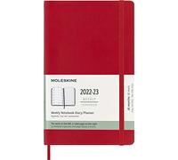 Moleskine - Agenda Hebdomadaire 18 Mois, Agenda 2022/2023, Carnet de Notes Hebdomadaire avec Couverture Souple et Fermeture Élastique, Taille Large 13 x 21 cm, Couleur Rouge Écarlate