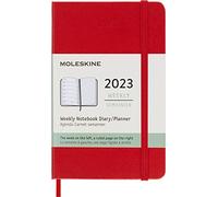 Moleskine Agenda Hebdomadaire 2023, Agenda Semainier 12 Mois et Carnet De Notes, Couverture Rigide, Format De Poche 9 X 14 Cm, Couleur Rouge Écarlate