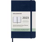 Moleskine Agenda Hebdomadaire 2023, Agenda Semainier 12 Mois et Carnet De Notes, Couverture Rigide, Format De Poche 9 X 14 Cm, Couleur Bleu Saphir