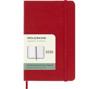 Moleskine Agenda hebdomadaire 2026 12 mois – couverture rigide, espace pour notes, 9×14, rouge