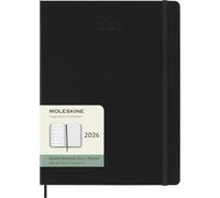 Moleskine Agenda hebdomadaire 2026, 12 mois, espace notes, couverture rigide, XL 19x25, noire
