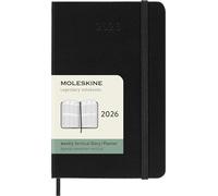 Moleskine Agenda hebdomadaire vertical 2026 – 12 mois, couverture rigide, noir 9x14 cm