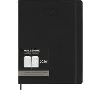 Moleskine Agenda Hebdomadaire, Agenda Hebdomadaire Vertical Pro 12 Mois 2025, Couverture Rigide et Fermeture Élastique, Couleur Noire, Format Extra Large 19x25 cm