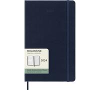 Moleskine Agenda Hebdomadaire avec Espace pour des Notes 12 Mois 2024, Agenda 2024, Format Large 13x21, Couverture Rigide et Fermeture Elastique, Couleur Bleu Saphir