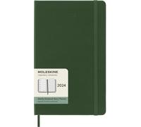Moleskine Agenda Hebdomadaire avec Espace pour des Notes 12 Mois 2024, Agenda 2024, Format Large 13x21, Couverture Rigide et Fermeture Elastique, Couleur Vert Myrte
