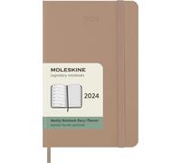Moleskine Agenda Hebdomadaire avec Espace pour des Notes 12 Mois 2024, Agenda 2024, Format Pocket 9x14, Couverture Rigide et Fermeture Elastique, Couleur Brun Sable