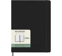 Moleskine Agenda Hebdomadaire avec Espace pour des Notes 12 Mois 2024, Agenda 2024, Format XL 19x25, Couverture Rigide et Fermeture Elastique, Couleur Noir
